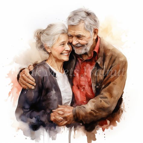 Old Couples In Love, Old Couple In Love, Paar Illustration, Vieux Couples, Romance Covers Art, Couple Clipart, Love Clipart, Travel Clipart, Scrapbook Images