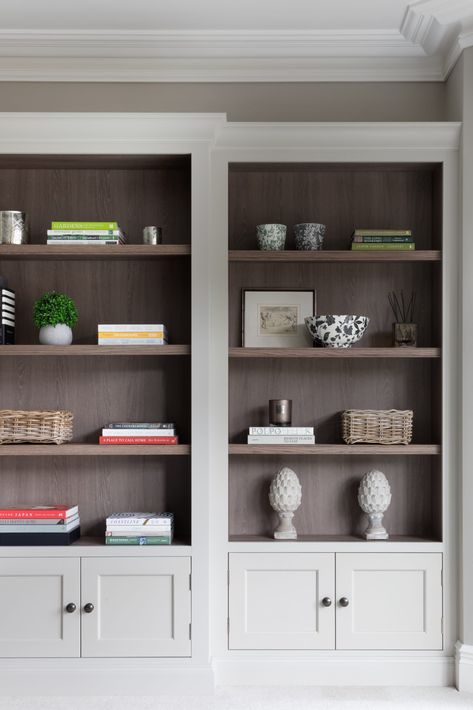 Polished Nickel Kitchen, Humphrey Munson, Grey Kitchen Island, Built In Shelves Living Room, Shelves Design, Living Room Wall Units, Wall Shelves Design, Media Unit, Cabinetry Design