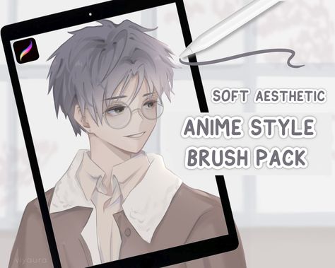 Soft Anime Style Procreate Brush Set - Lineart and Color Brush Pack iPad, Digital Drawing Brush B... Rendering Brush Procreate, Procreate Brushes Free Lineart, Aesthetic Procreate, Anime Procreate, Brush Sketch, Sketch Brush, Oc Creator, Drawing Brush, Best Procreate Brushes