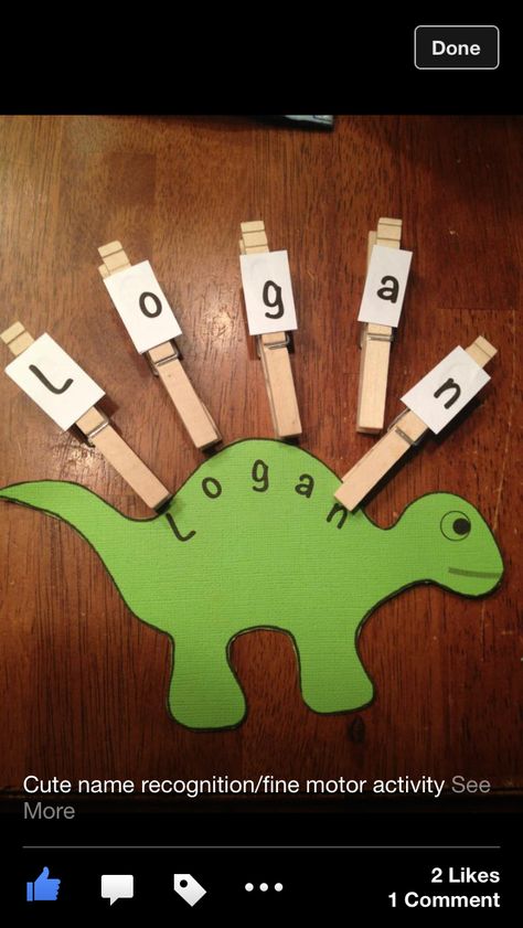 Name recognitions game.  I could put their names on any type of design to fit that months theme Preschool Name Recognition, Dinosaur Name, Preschool Names, Dinosaurs Preschool, Name Recognition, Alphabet Kindergarten, K Crafts, Literacy Games, Name Activities