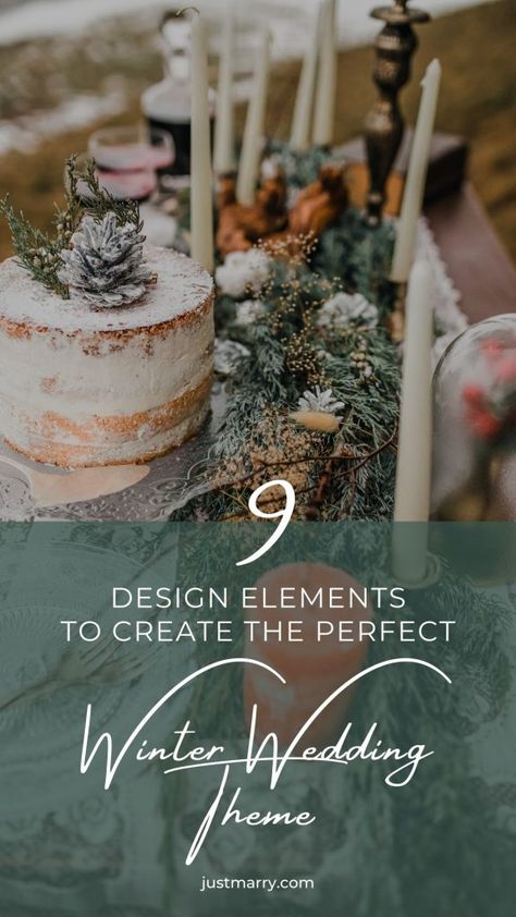 9 Design Elements to Create the Perfect Winter Wedding Theme | Orlando Wedding Planners Just Marry! | Winter Wedding Ideas | Wedding Themes | Themed Wedding | Holiday Wedding | #winter #wedding #ideas #theme #holidays Home Winter Wedding, Winter Wedding Flower Guide, Winter Wedding Activities, Beach Winter Wedding, 2024 Winter Wedding Trends, Winter Woods Wedding, Winter Wedding Ideas On A Budget, Winter Wedding Arch Ideas, Winter Wedding Ideas December