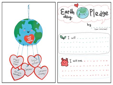 earth day mobile image next to a printable earth day pledge #spring #activities Earth Day Pledge, Earth Day Activities For Kids, Preschool Classroom Ideas, Bible Heroes, Recycle Newspaper, Earth Day Activities, Happy Earth, Work Activities, Activities Ideas