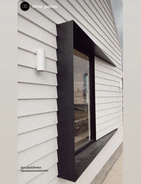 Window Overhang Exterior Modern, Window Hoods Exterior, Modern Overhang, Modern Window Trim, Mid Century Modern Renovation, House Front Door Design, Skillion Roof, Contemporary Windows, White Siding