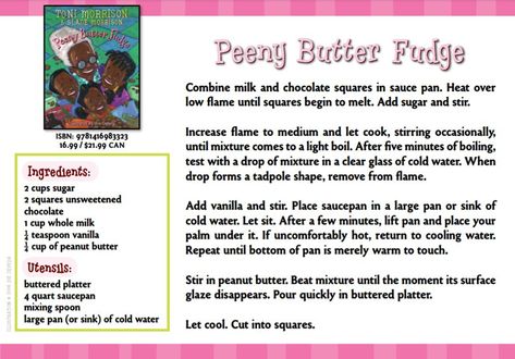 Peeny Butter Fudge (included in the children's book of the same name) – peanut butter chocolate fudge Peeny Butter Fudge Activities, Harry Potter Valentine Box Ideas, Harry Potter Valentines, Chocolate Peanut Butter Fudge, Toni Morrison, Chocolate Squares, Beginning Of The School Year, Valentine Box, Head Start