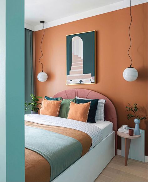 Deco Orange, Bedroom Upgrade, Bedroom Bliss, Bedroom Wall Colors, Decor Elements, Luxurious Bedroom, 아파트 인테리어, Bedroom Retreat, Bedroom Colors