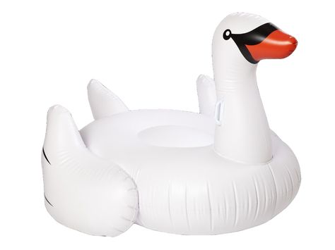 WHITE JUMBO LUXE SWAN FLOAT Stunning white swan seen in practically every magazine summer feature. This guy is a beauty and will be a fun addition to your backyard pool party.  Bonjour Fete - Boutique party supplies in Montreal Canada - ships to all North America Swan Pool Float, Swan Float, Highlights White, Modern Outdoor Lounge, Inflatable Float, Giant Inflatable, Pool Floats, Pool Toys, Inflatable Pool