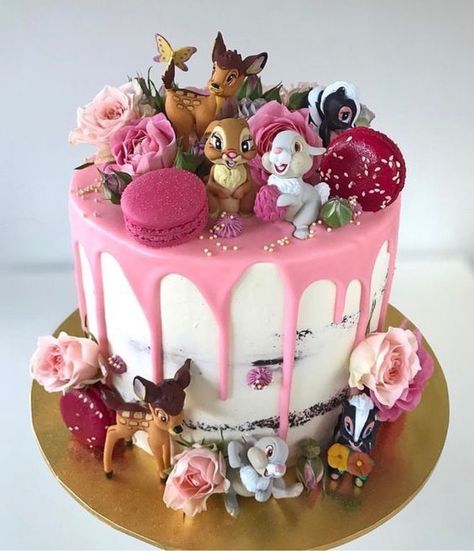 #disneycakes #bambi /monicalovemovies Torturi Baby Shower, Bambi Birthday, 1st Birthday Party For Girls, Disney Cakes, Drip Cakes, Pretty Cakes, Baby Cake, Creative Cakes, Cute Cakes