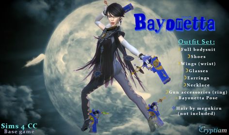 Bayonetta's full bodysuit outfit now brought to The Sims 4 as custom content! Base game compatible and feminine frame only.  S4, S4CC, Ts4, The Sims 4, Custom content, Bayonetta 2, Cryptiam Sims 4 Bayonetta, Bayonetta Sims 4 Cc, Full Bodysuit Outfit, The Sims 4 Custom Content, Outfit Pose, Full Bodysuit, Sims 4 Anime, Bodysuit Outfit, Full Body Suit