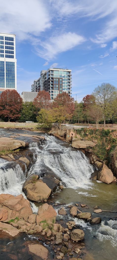 The Falls Downtown Greenville November 2020 Photo by Melynda Koon Greenville South Carolina Aesthetic, Things To Do Near Greenville Sc, Downtown Greenville Sc, Hikes Near Greenville Sc, Greenville South Carolina Downtown, Downtown Greensboro Nc, Greenville Sc, North South, South Carolina