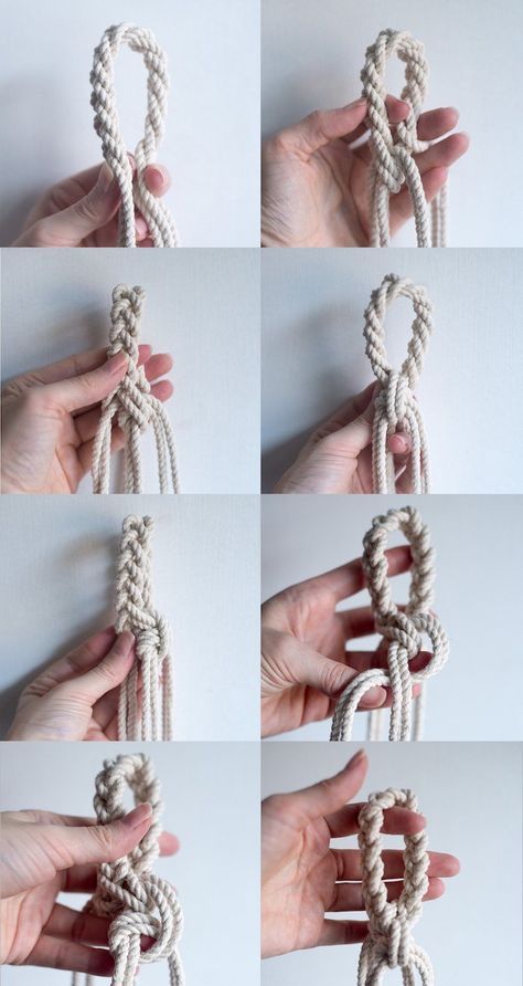 Suspension macramé DIY : un joli objet fait-maison pour votre décoration Macrame Loop, Macrame Bouquet, Planter Macrame, Art Macramé, Tutorial Macramé, Planter Diy, Knotted Rope, Macrame Plant Hanger Patterns, Macrame Hanging Planter