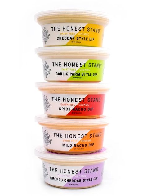 The Honest Stand Dairy Free Dips in Cheddar and Parmesan flavors - all vegan and nutritious! full review with ingredients, availability, tasting notes, and more Sriracha Ranch, Dairy Free Dips, Food Innovation, Drinks Packaging Design, Jar Packaging, Food Photography Tips, Food Graphic Design, Food Poster Design, Food Tasting