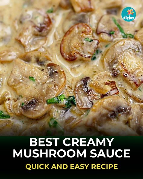 This quick and easy creamy mushroom sauce is thick, rich, and delicious. Serve it with burgers, steaks, pasta, or chicken. Easy Mushroom Sauce For Chicken, Pasta Mushroom Sauce, How To Make Mushroom Sauce, Mushroom Burger Sauce, Creamy Mushroom Recipes, Pasta With Mushrooms Recipes, Olive Garden Mushroom Sauce, White Mushroom Recipes, Mushroom Sauce For Pasta