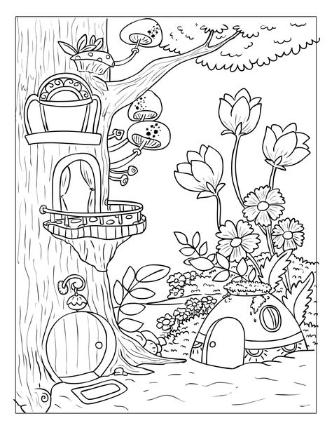 Coloring Pages Garden, Nature Coloring Pages Free Printable, Vintage Coloring Pages, Cottagecore Coloring Pages, Forest Coloring Book, Garden Coloring Pages, Adult Coloring Books Printables, Cars Coloring Pages, Detailed Coloring Pages