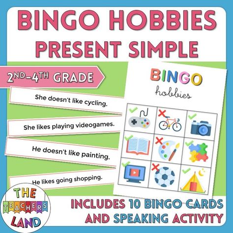 Game Bingo, Speaking Activity, Free Time Activities, Esl Activities, The Verb, Speaking Activities, Easel Activities, Time Activities, Student Data