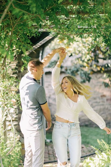 Utah Engagement Photos, Candid Engagement Photos, Blue Polo, White Long Sleeve Shirt, Light Wash Jeans, White Long Sleeve, Ripped Jeans, White Tops, Wedding Bells