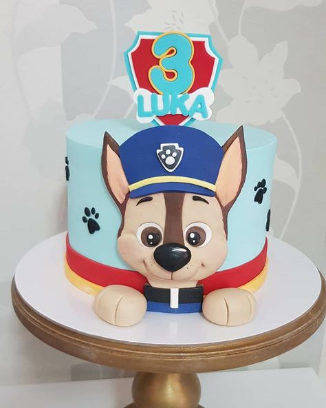 Paw Patrol Chase Cake, Paw Control, Paw Patrol Birthday Party Cake, Paw Patrol Cakes, Paw Patrol Cupcakes, Paw Patrol Birthday Cake, Sugar Flowers Cake, Dragon Cake, Boys First Birthday Party Ideas