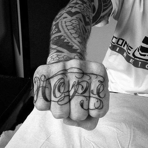 Hope Knuckle Tattoo, Hope Tattoo Fonts, Word Design Ideas, Hope Tattoos, Hope Lettering, Hand Tatts, Hope Tattoo, Tattoo Finger, Tattoo Apprenticeship