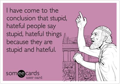 I have come to the conclusion that stupid, hateful people say stupid, hateful things because they are stupid and hateful. Trashy People Quotes, Idiotic People Quotes, Idiotic People, People Quotes Funny, Hateful People, Negative People Quotes, Trashy People, Quotes Pinterest, Narcissistic People