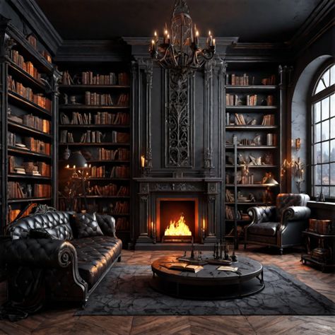 See what I created with Hotpot.ai: dark, industrial, fantasy, fire place, one room apartment, bookshelves, bed, large, living room, gothic, metal Gothic Mansion Living Room, Dark Fantasy Living Room, Goth Fireplace, Bookshelves Bed, Gothic House Interior, Living Room Gothic, Gothic Apartment, Apartment Bookshelves, Gothic Living Rooms