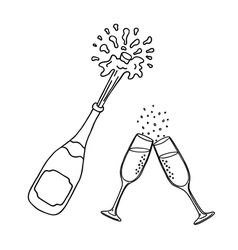 Champagne Drawing, Bottle Doodle, Nail Art Dessin, Bottle Of Champagne, Bottle Drawing, Bottle Tattoo, Dot Journals, Sketch Notes, Paint Cards