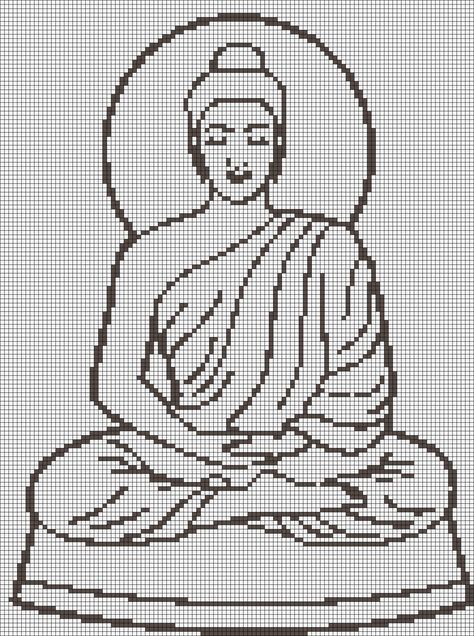 Modele Pixel Art, Meditation Buddha, Cross Stitch Kitchen, Pola Kristik, Cross Stitch Pictures, Pixel Pattern, Crochet Cross, Cross Patterns, Cross Stitch Patterns Free