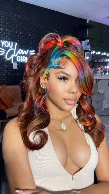 Black Ponytail Hairstyles, World Beauty, Hairdos For Curly Hair, Highlights Brown Hair, Dope Hairstyles, Colorful Hair, Front Lace Wigs Human Hair, Baddie Hairstyles, Hair Inspo Color