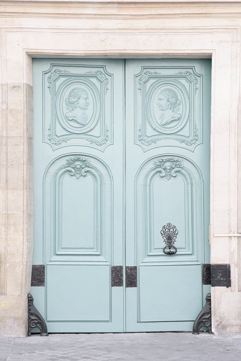 13 Beautiful Double Doors | COCOCOZY Mint Door, Parisian Doors, Double Door Entryway, Parisian Home Decor, Marais Paris, Travel Home Decor, French Travel, Black Interior Doors, Door Poster