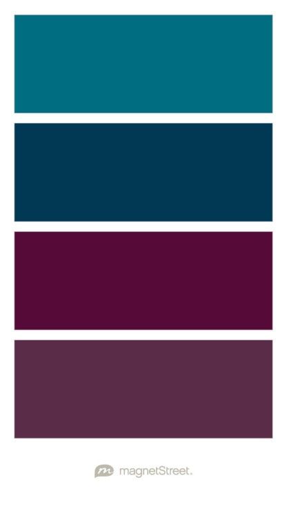 Teal Waters, Custom Blue, Custom Pink, and Custom Purple Wedding Color Palette - custom color palette created at MagnetStreet.com Wedding Color Schemes Purple, Wedding Color Schemes Winter, Navy Color Palette, Champagne Wedding Colors, Bathroom Blue, Fall Wedding Color Schemes, Fall Purple, Best Wedding Colors, Wedding Colors Purple