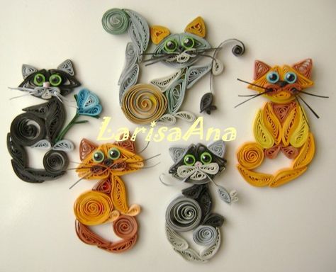 paper quilled cat keychain Arte Quilling, Quilling Animals, Origami And Quilling, Art Quilling, Quilling 3d, Paper Quilling Patterns, Quilled Paper Art, 3d Quilling, Quilled Creations