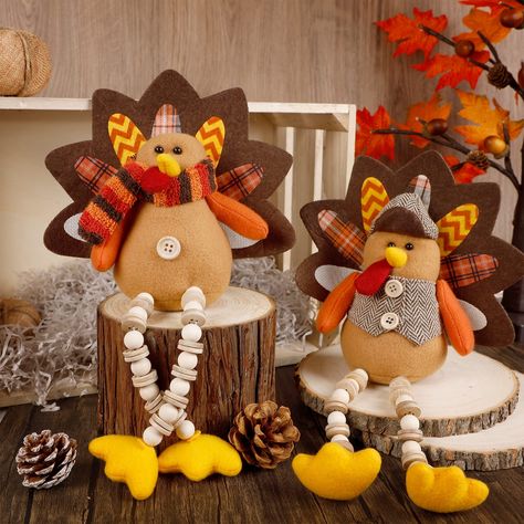 PRICES MAY VARY. 🍁 GOOD QUALITY: FORUP turkey Thanksgiving decoration are made of a high quality fabric and wood, smooth and sturdy enough for years. 🦃 TURKEY SIZE: The Thanksgiving turkey table decoration measures 14" high each (with the leg), perfect size for any place and glow up your home. Adorn your home this holiday season with this cute turkey tabletop decor! 🍂 SITTING TURKEY COUPLE: The sitting turkey couple can stand on any flat surface. It can sit anywhere, decorating your home, liv Turkey Couple, Halloween Home Decorations, Turkey Table, Thanksgiving Party Decorations, Felt Craft Projects, Turkey Decor, Cute Turkey, Thanksgiving Activities For Kids, Thanksgiving Harvest