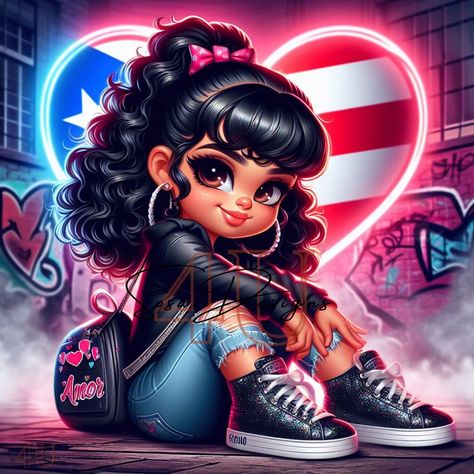 Puerto Rican Power, Puerto Rican Artwork, Chicano Love, Puerto Rico Art, Cholo Art, Sublimation Ideas Projects Inspiration, Puerto Rican Culture, Cute Spanish Quotes, Cartoon Clip