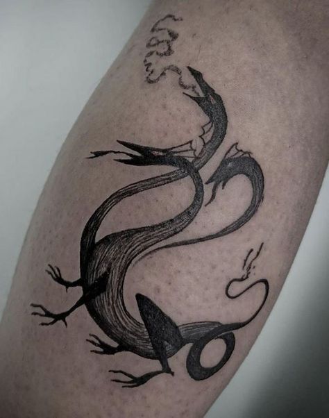 Hydra Tattoo Greek Mythology, Hydra Tattoo, Monster Tattoo, Tattoo Meanings, Fire Tattoo, Red Tattoos, Top Tattoos, Dark Tattoo, Mythological Creatures