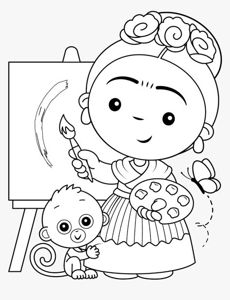 Frida Kahlo Cartoon, Deer Coloring Pages, Collection Makeup, Frida Kahlo Art, Makeup Eyes, Hispanic Heritage, Childrens Illustrations, Elementary Art, Teaching Art