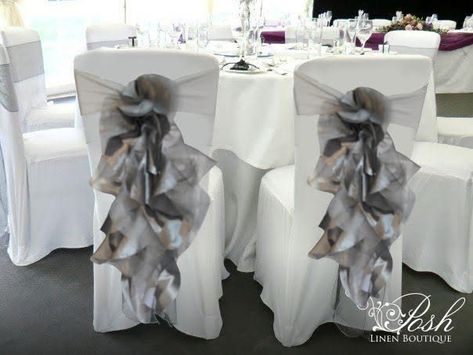 Happy Halloween! How great are these Halloween chair covers? We also make matching sashes for your stairway banister, Highboy tables or to be used as additional decor. Posh Linen Boutique has a large selection of colors to perfectly fit your decor & venue. We offer free shipping & all orders ship within 1-3 business days. Depending on where you live, you can expect your order between 2-5 days! If you need faster shipping, please contact us for Fedex pricing.  PRO TIP: As a bonus these Halloween Chair Swag, Silver Wedding Decorations, Wedding Chair Sashes, Wedding Chair Signs, Christmas Chair Covers, Aisle Runners, Chair Bows, Christmas Chair, Chair Ties