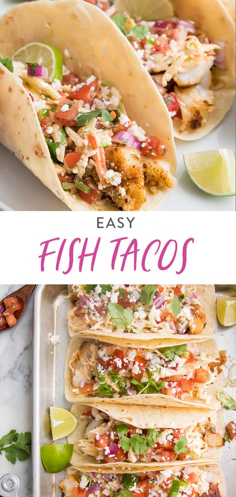 Blackened Fish Tacos Fish Tacos With Slaw, Tacos With Slaw, Tasty Tacos Recipe, Fish Tacos Tilapia, Cod Fish Tacos, Tilapia Tacos, Creamy Chipotle Sauce, Easy Fish Tacos, Grilled Fish Tacos