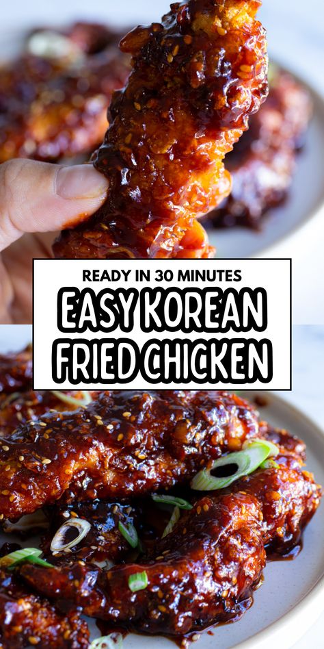 Experience the crunch and flavor of Korean fried chicken made in the air fryer. Crispy, juicy, and coated in a spicy-sweet sauce, it's a must-try! Korean Chicken Sauce Recipe, Easy Korean Fried Chicken, Fried Chicken Air Fryer, Peach Cobbler Cheesecake Recipe, Korean Fried Chicken Wings, Chicken Air Fryer, Korean Fried Chicken Recipe, Fast Healthy Dinner, Chicken Sauce Recipes