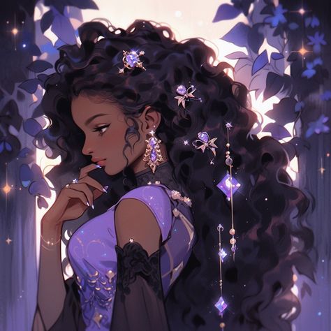 Blackish Purple Hair, Girl With Purple Hair, Anime Long Hair, Pretty Wallpapers Tumblr, Instagram Link In Bio, Instagram Link, Black Anime Characters, Black Love Art, Black Art Pictures