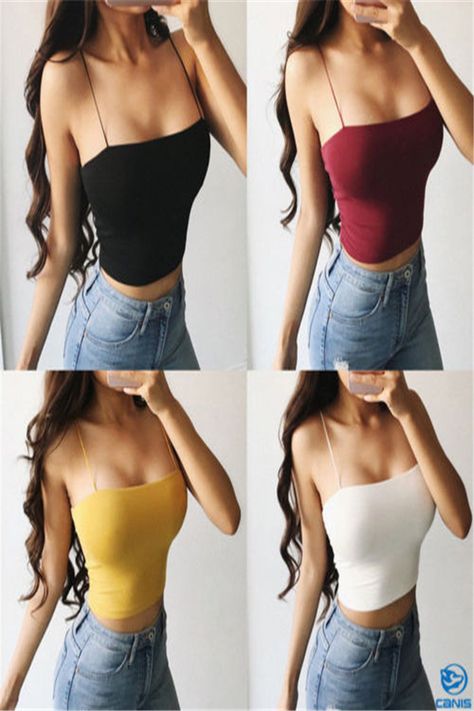 wholesale women's tanks & camis-Wholesale cheap camis gender -summer women sexy camis strappy tank crop femme strapless top sleeveless cotton cami bustier vest female bralette women clothing from Chinese women's tanks & camis supplier - dajiaostar on DHgate.com. Top Rojo, Elegant Crop Top, Vest Crop Top, Spaghetti Strap Crop Top, Colorful Crop Tops, Casual Tanks, Corset Crop Top, Spaghetti Strap Tank Top, Cropped Tops