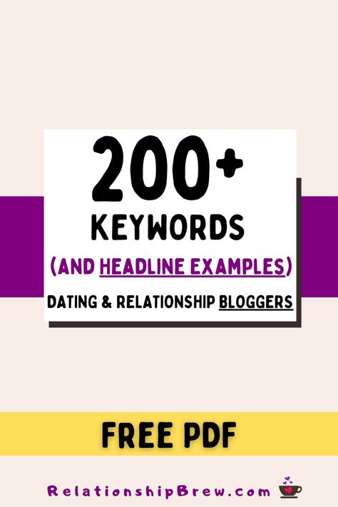 [Grab your FREE PDFs] 200+ Keywords and Headlines for Dating and Relationship Bloggers, 75 Date Idea Headlines, 75 Travel Idea for Couples Headlines, 75 Gift Ideas for Couples Headlines #dating #relationships #keywords #headlines #contentmarketing #blog #blogger #couples #love #blogpost #wordpress Dating Headlines, Gift Ideas For Couples, Date Idea, Blogging Ideas, Editorial Calendar, Couples Love, Beginner Blogger, Dating Coach, Content Calendars