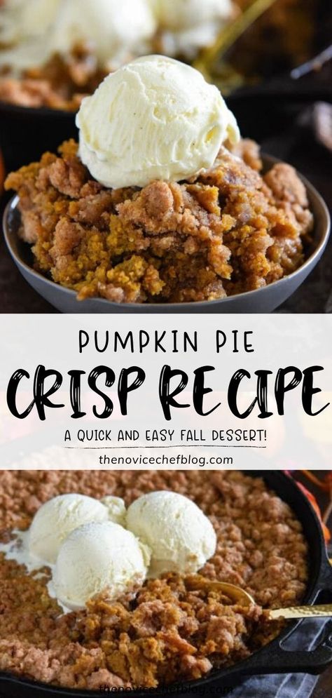 Punkin Pie Recipe, Pumpkin Pie Crisp, Creamy Pumpkin Pie, Pumpkin Crisp, Pumpkin Recipes Easy, Cinnamon Streusel, Fall Desserts Easy, Pumpkin Recipes Dessert, Pumpkin Pie Filling