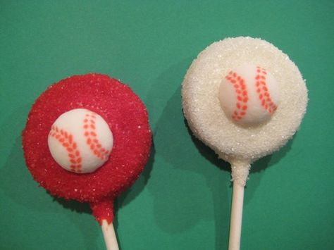 Baseball Chocolate Covered Oreo Pop by DelightfulChocolates, $36.00 Sports Theme Birthday, Baseball Decor, Colored Sugar, Home Parties, Oreo Pops, Chocolate Covered Oreo, Chocolate Covered Oreos, Sports Theme, Chocolate Candy