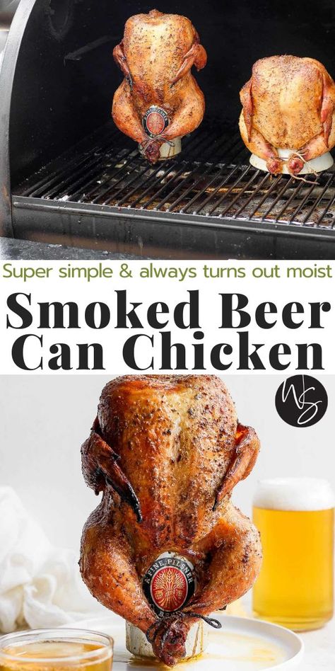 Smoker Cooking Recipes, Pit Boss Pellet Grill Recipes, Smoker Recipes Chicken, Smoked Beer Can Chicken, Smoker Grill Recipes, Chicken Beer, Easy Smoker Recipes, Recipes Grill, Smoked Chicken Recipes