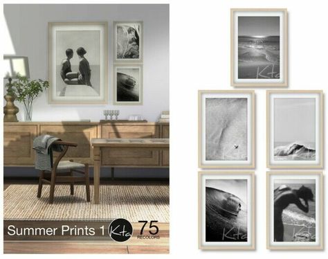 Wow! Check out this Summer Prints 1 At Ktasims Sims 4 CC! Objects, Decor: Summer Prints 1 – Ktasims. 75 recolors. 25 different prints. Black, white and wood frames. #sims #sims4 #sims4cc #gaming Wall Art Cc Sims 4, Sims 4 Photo Frame Cc, Sims 4 Cc Black And White Paintings, Sims 4 Wall Sketches Cc, Sims 4 Cc Paintings And Posters, Video Game Posters, Summer Prints, Sims 4 Custom Content, Sims 4