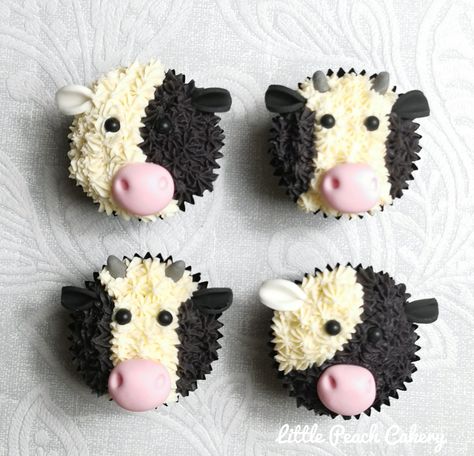 Black And White Cow Cupcakes, Cow Cupcake Cake, Farmyard Cupcakes, Cow Cupcakes, Farm Animal Cupcakes, Cow Cakes, Cow Baby Showers, Cupcake Cake Designs, Cow Birthday