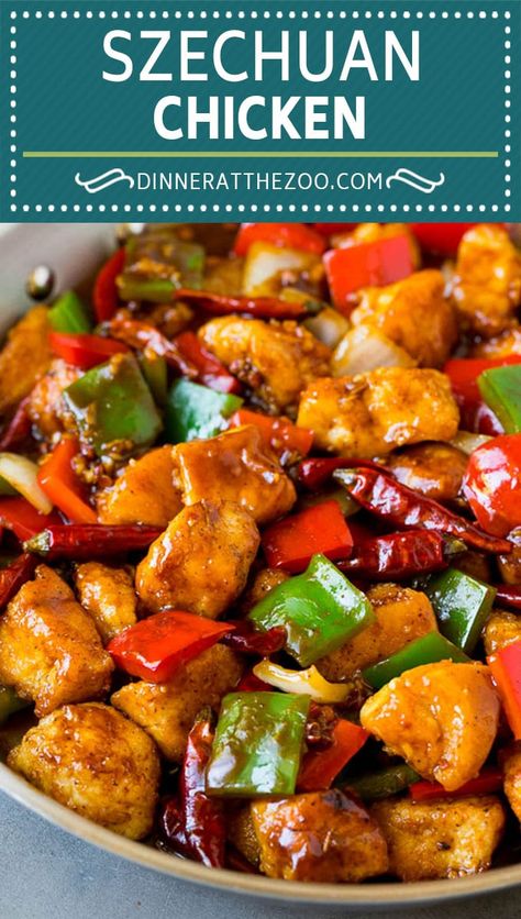 Szechuan Recipes, Szechuan Chicken, Homemade Chinese Food, Chinese Cooking Recipes, Easy Chinese Recipes, Dinner Recipes For Family, Läcker Mat, Chicken Stir Fry, Chinese Dishes