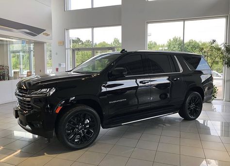 Blacked Out Suv, Black Suv Luxury, Suv Black Car, Chevy Suv Tahoe, Black Suburban, Blacked Out Tahoe, All Black Suburban, Black Tahoe, Chevrolet Suv