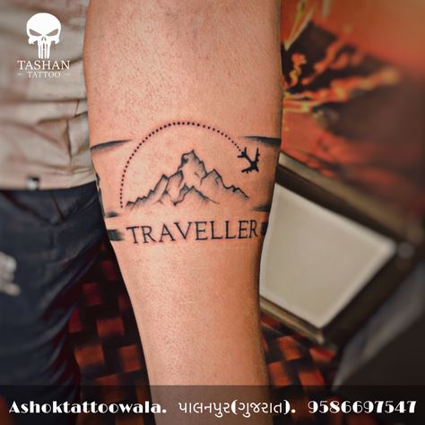 Traveller Tattoo, Hand Band Tattoo, Mens Tattoos, Hand Band, Band Tattoo Designs, Bus Stand, New Bus, Band Tattoo, Travel Tattoo