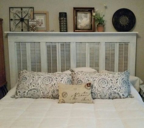 Shutter headboard Shutter Decor, Diy Shutters, Pillow Combos, Old Shutters, Diy Headboards, Funky Junk, Repurposed Furniture, My New Room, Bedroom Makeover