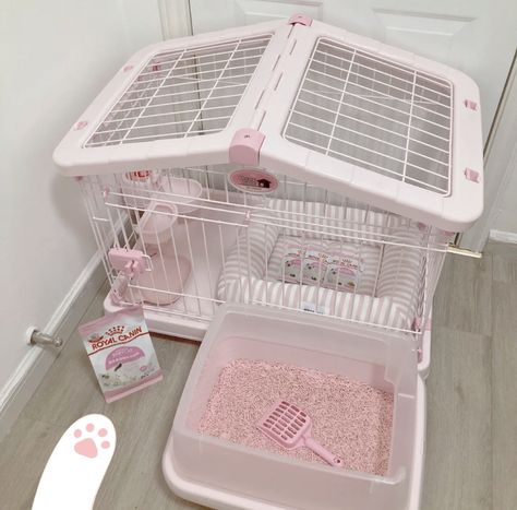 Pink Litter Box, Pink Cat Decor, Cute Cat Things To Buy, Cute Pet Supplies, Pink Cat Accessories, Pink Cat Stuff, Kitten Items, Cute Cat Room, Cute Cat Things