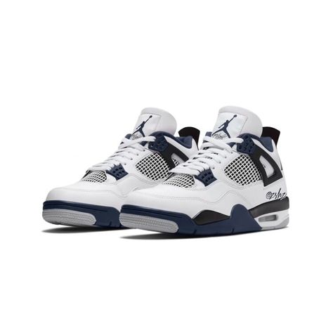 Midnight Jordan 4’s, Air Jordan 4 Navy Blue, Midnight Navy Jordan 4, Jordan 4’s Navy Blue, Jordan 4 White Midnight Navy, 4s Jordans, Cheap Sneakers, Jordan 4s, Shoe Wishlist